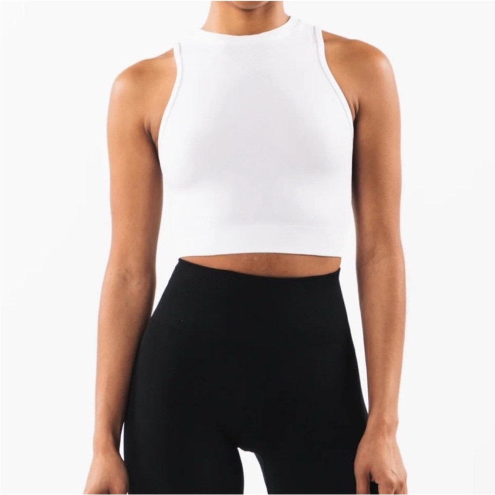 Alphalete White Sleeveless Stratus Crop Top